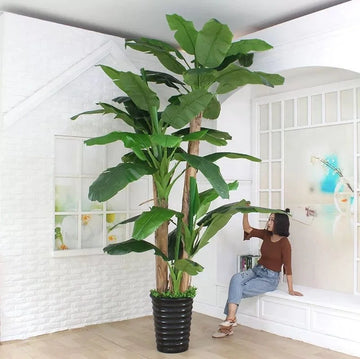 Signature 12ft Artificial Big Banana Plant Faux Bonsai Tree