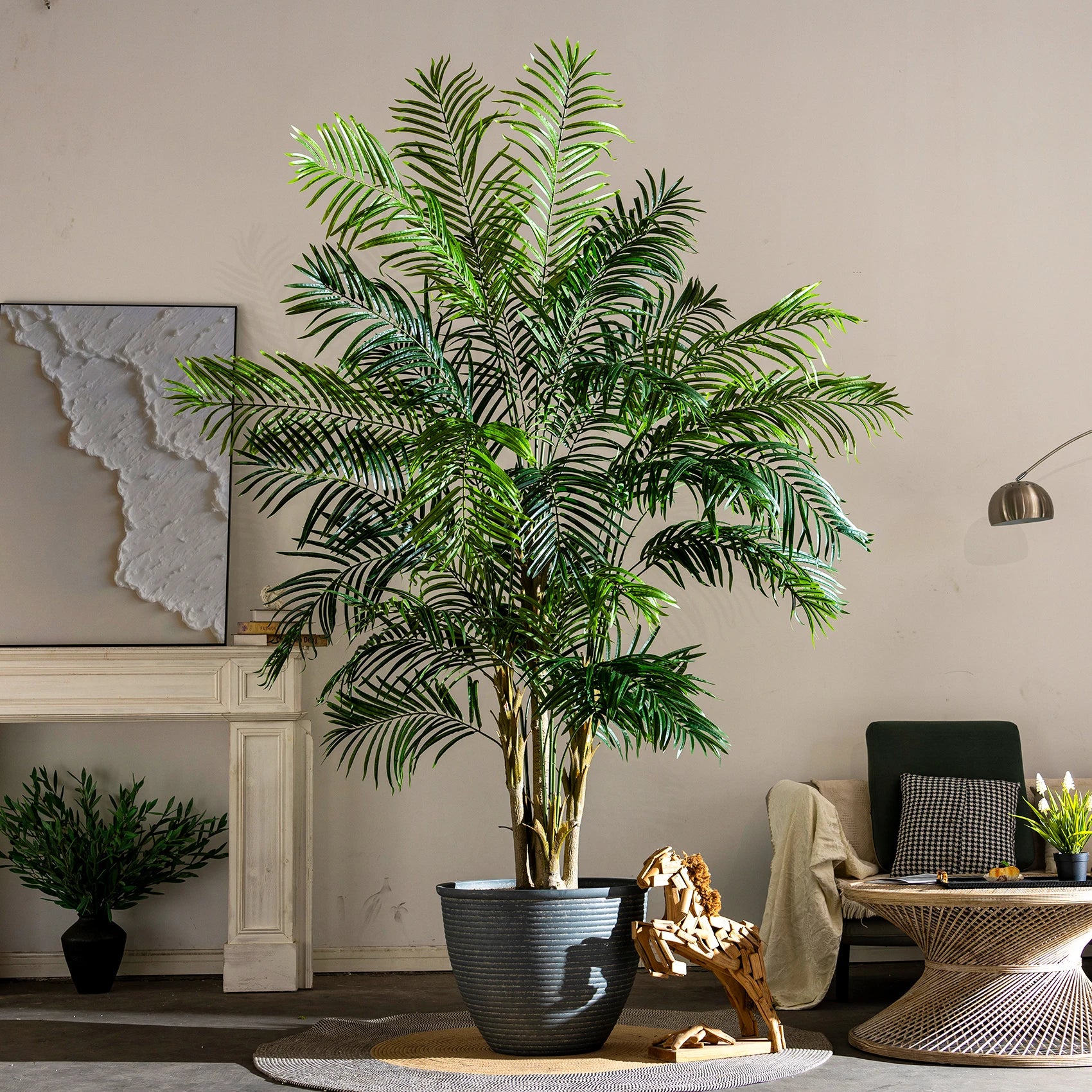 Artificial Lady Palm Bamboo Palm Tree 9.19 FT With Pot