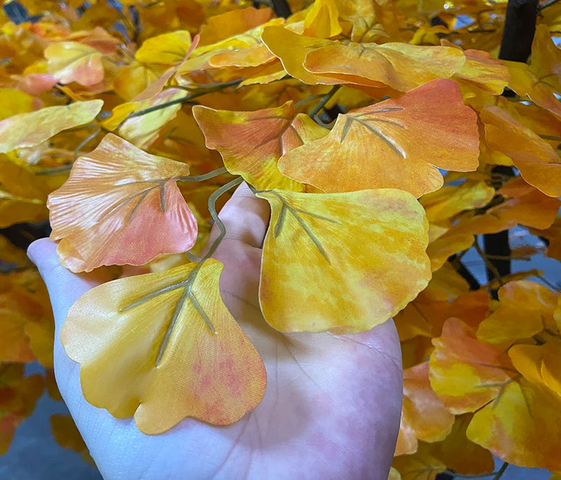 Fiberglass Gold Artificial Ginkgo Tree Led Lighted Biloba Tree Large Artificial Plants Decoration
