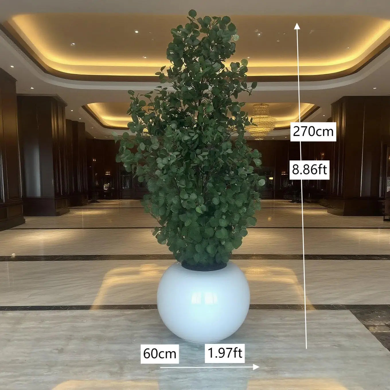 Tall Artificial Eucalyptus Tree Bonsai Faux Silver Dollar 8.9 FT