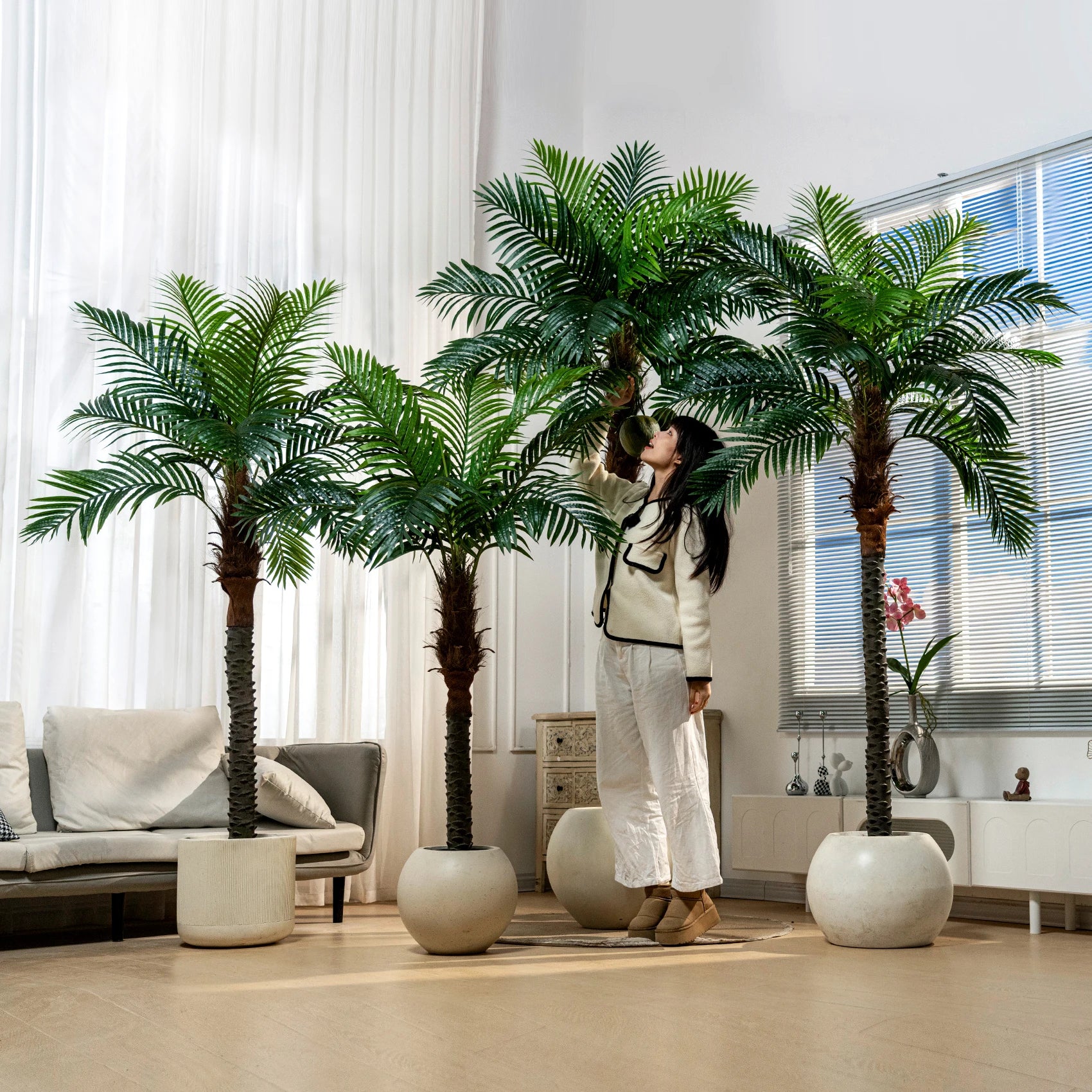 Artificial Metal Coconut Palm Tree Indoor Outdoor Decor 9.2FT