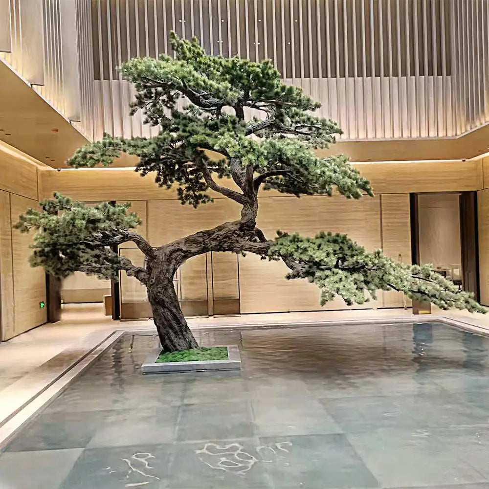 Artificial Bonsai Pine Tree Plastic and Silk Decor