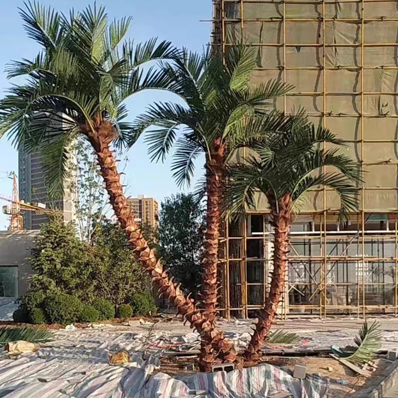 Artificial Palm Trees Faux Green Plant Curved Trunk 20 FT