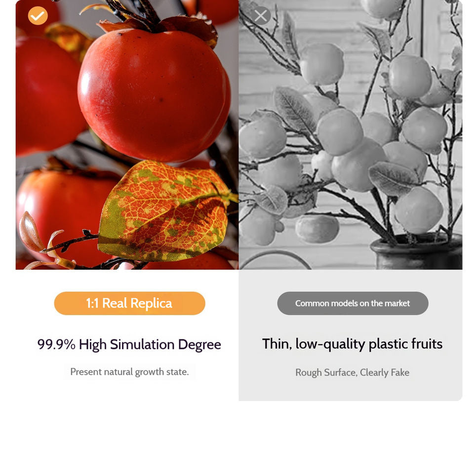 Artificial Persimmon Fruit Tree with Realistic Red Fruit