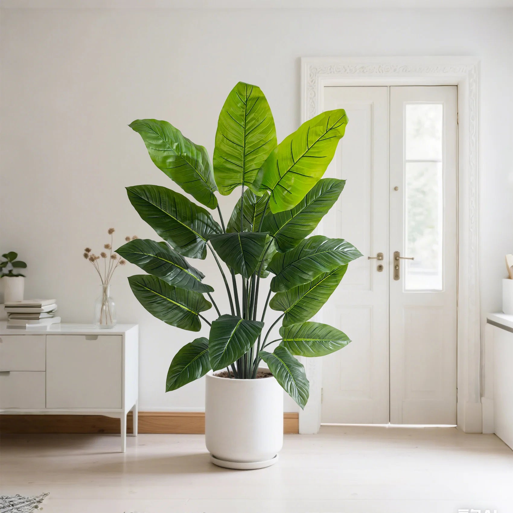 Natural Monstera Artificial Rainbow Taro Leaves Real Touch 6FT