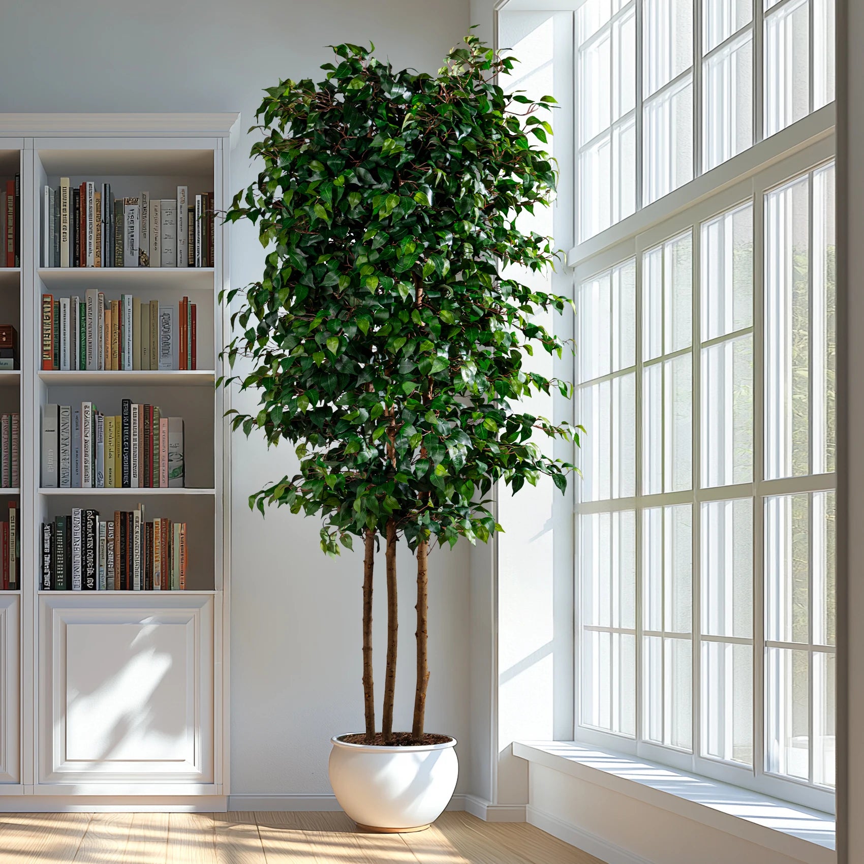 Artificial Fig Tree Natural Wood Trunk Indoor Display