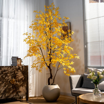 Artificial Golden Red Maple Tree 8ft Realistic Look