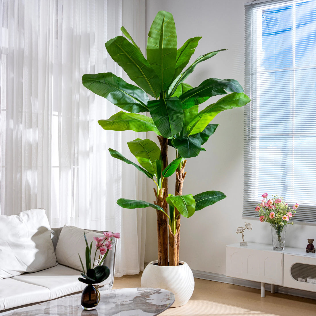 Artificial Banana Tree 6.2FT PE Plastic Outdoor Indoor