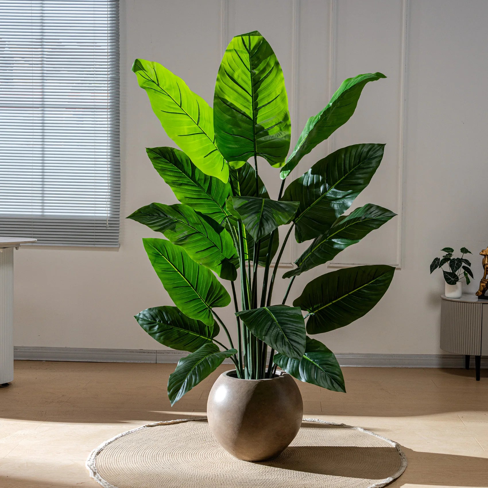 Natural Monstera Artificial Rainbow Taro Leaves Real Touch 6FT