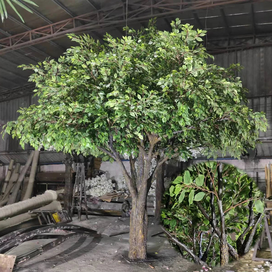 Large Outdoor Fake Green Ficus Banyan Tree 13 FT