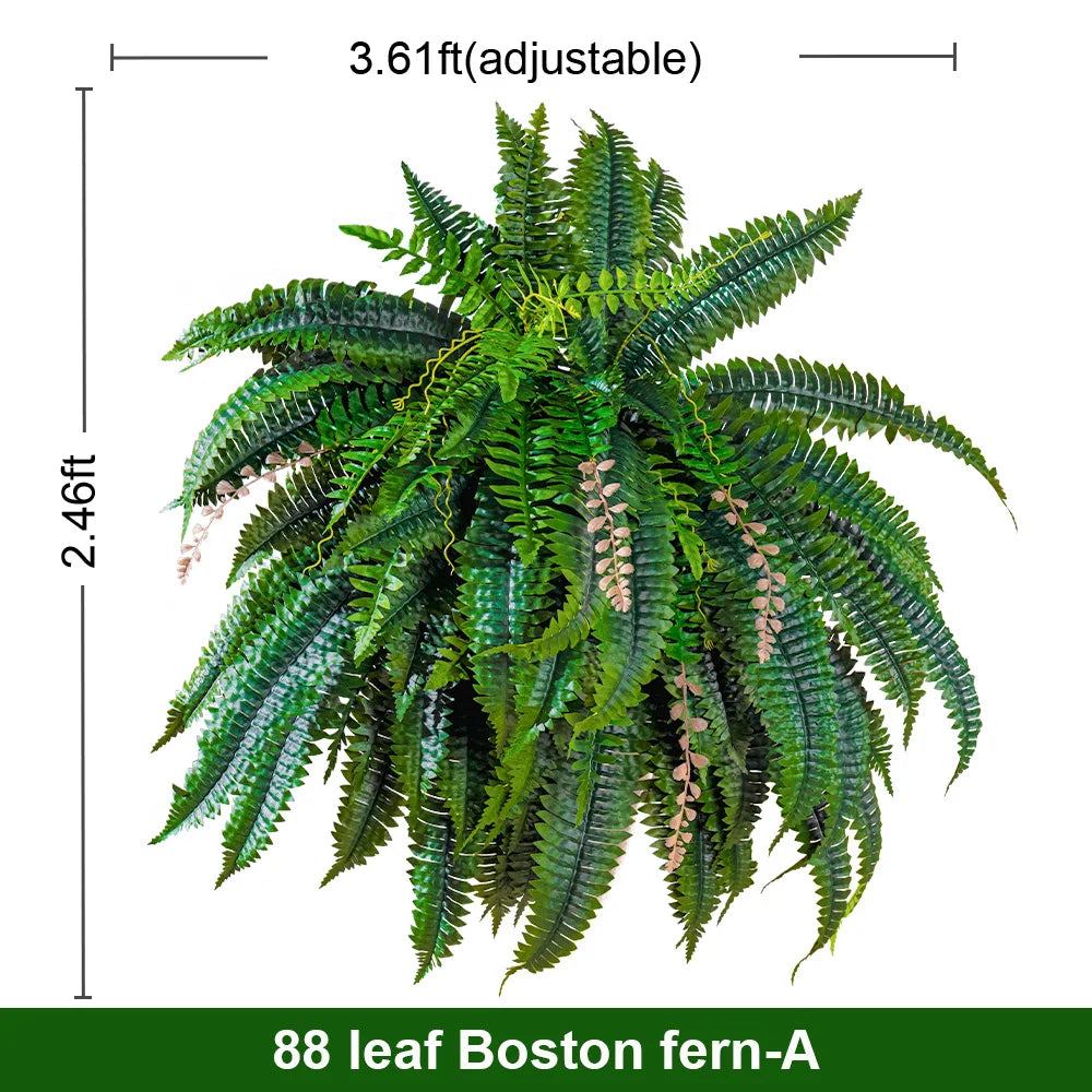 Artificial Boston Fern PE Shrubs for Outdoor Balcony Decor