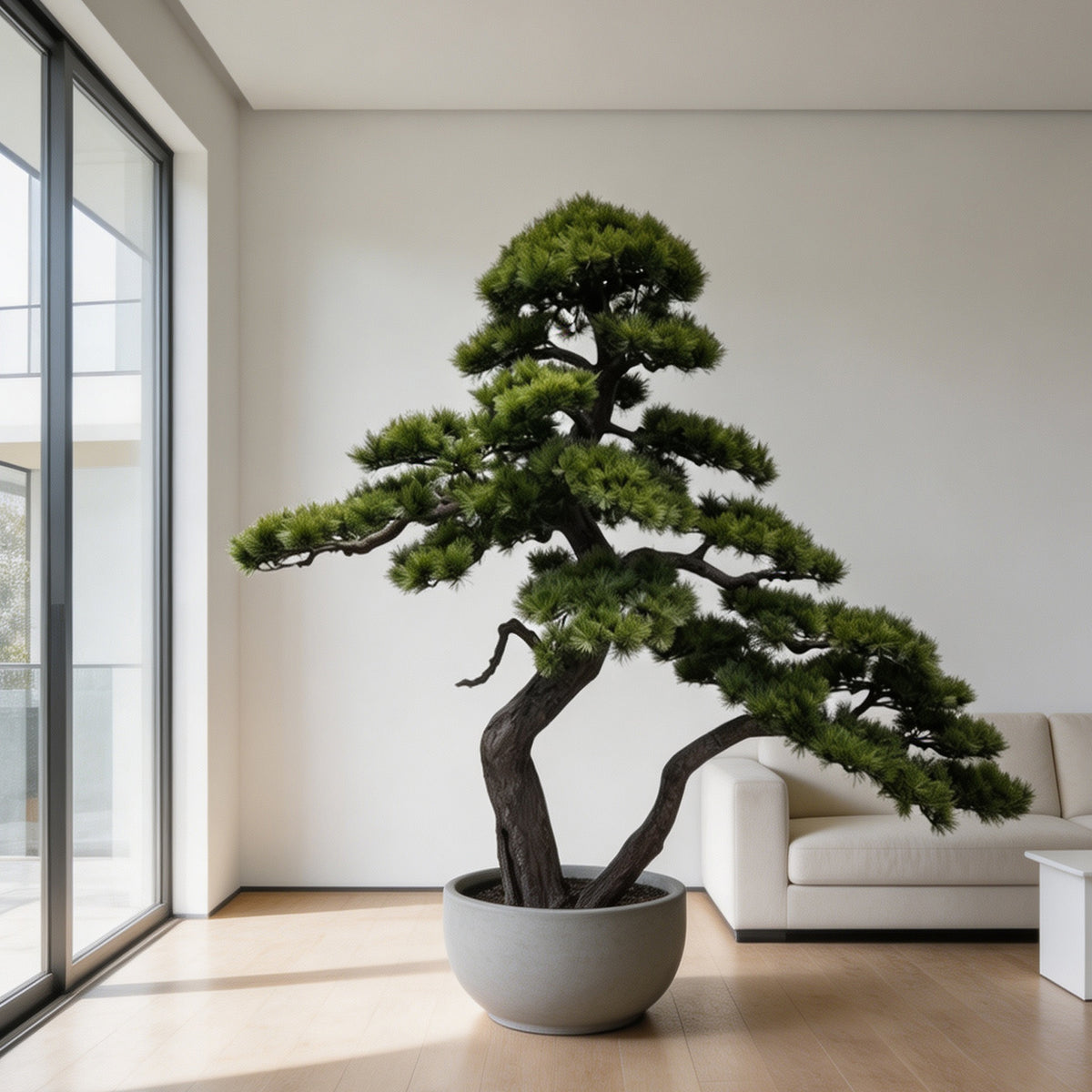 Black Pine Short Needle Faux Bonsai Tree for Interiors