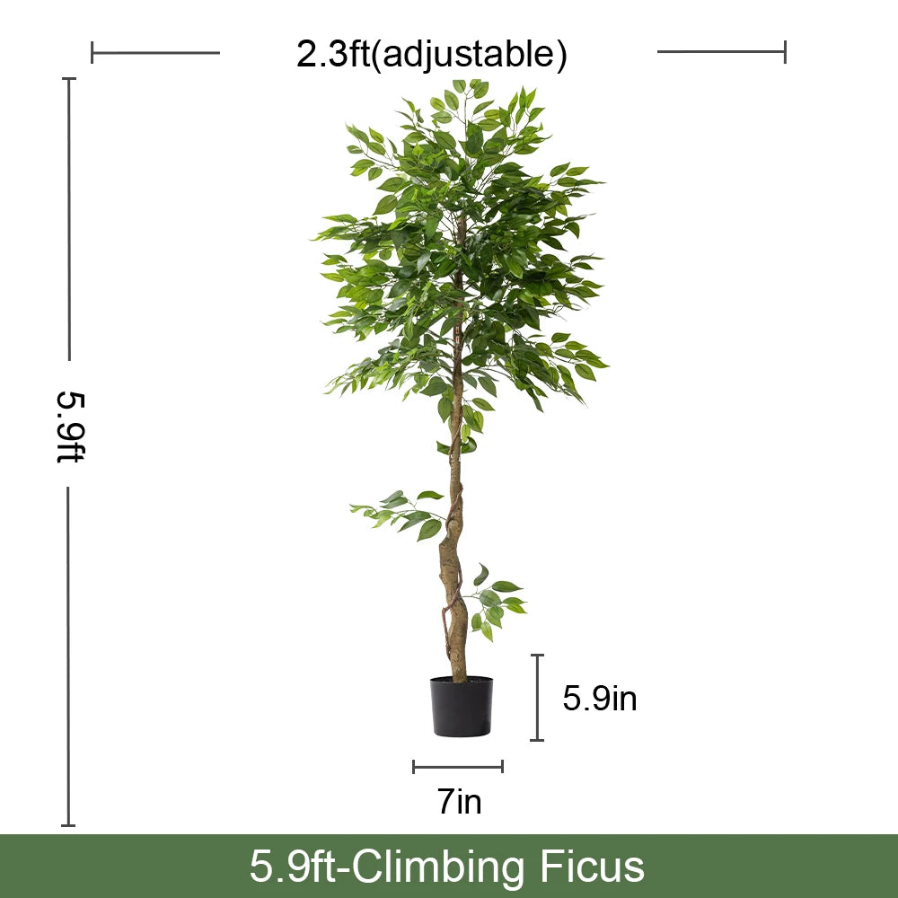 Artificial Bonsai Ficus Tree Realistic Plastic Leaves Indoor