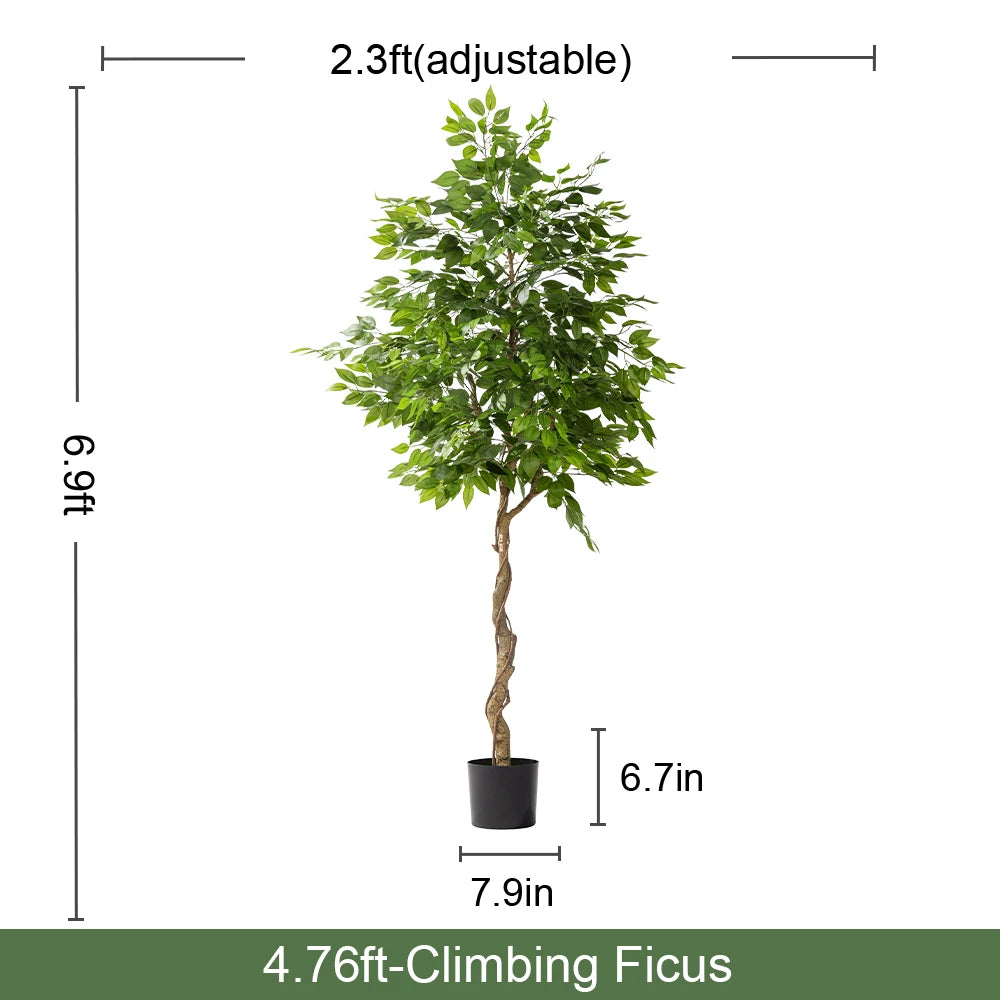 Artificial Bonsai Ficus Tree Realistic Plastic Leaves Indoor