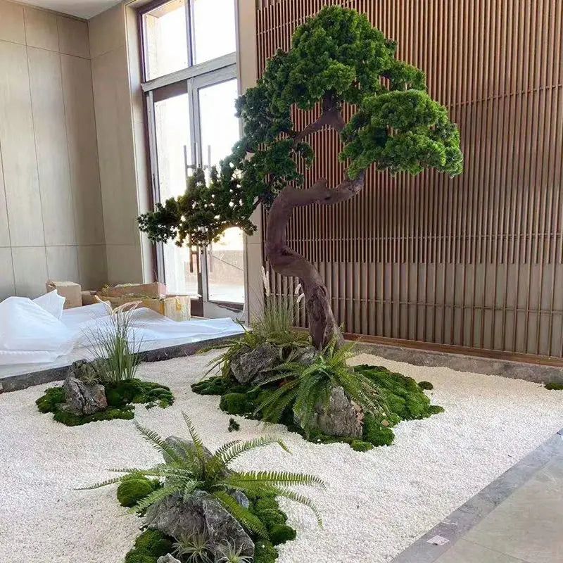 Artificial Bonsai Pine Tree Plastic and Silk Decor