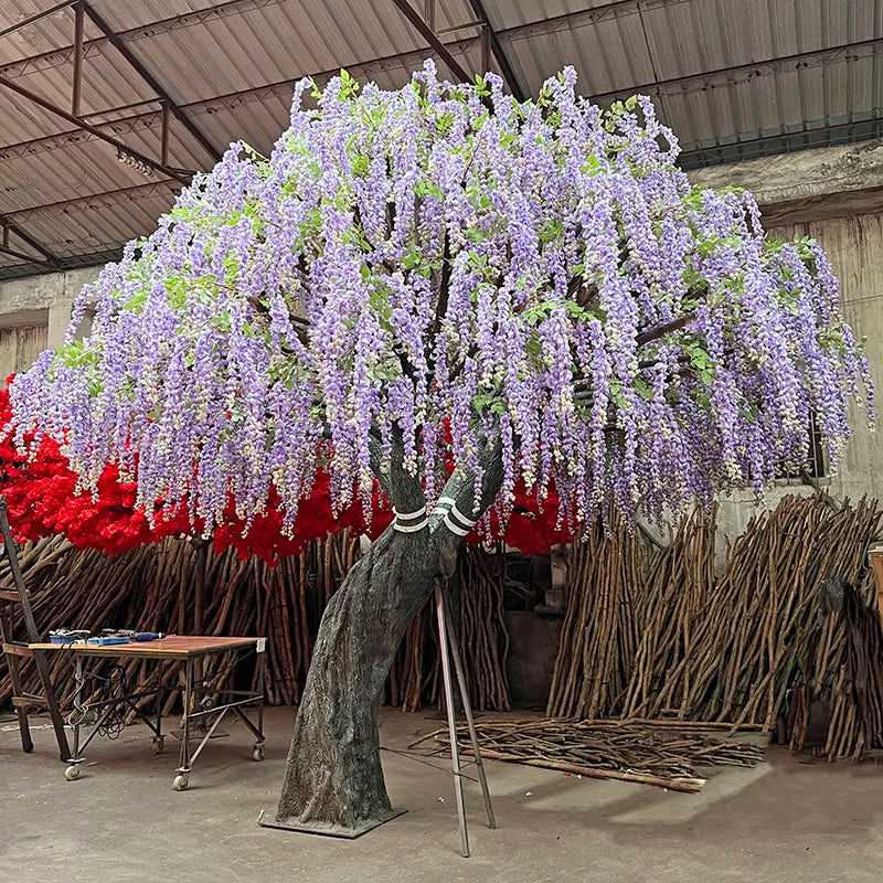 Romantic Purple Wisteria Tree Artificial Weeping Blooming Decor