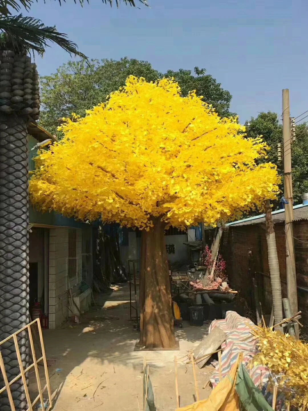 Artificial Ginkgo Tree UV Resistant Hotel Lobby Display