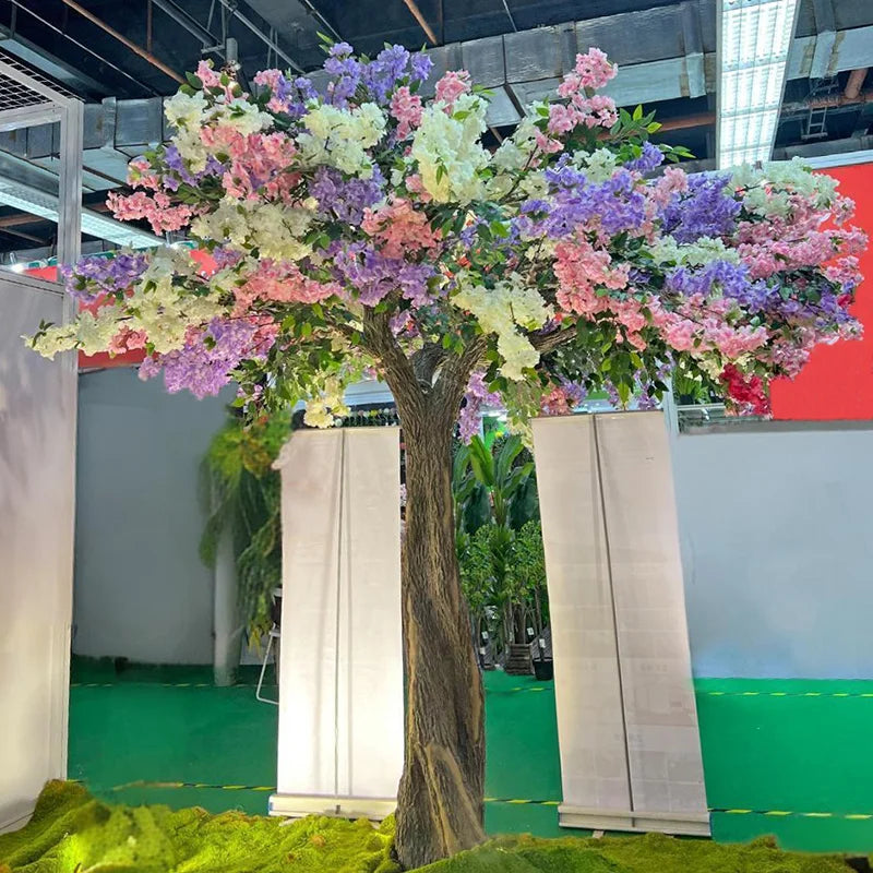 8 FT White Cherry Blossom Tree Lighted Fiberglass Trunk