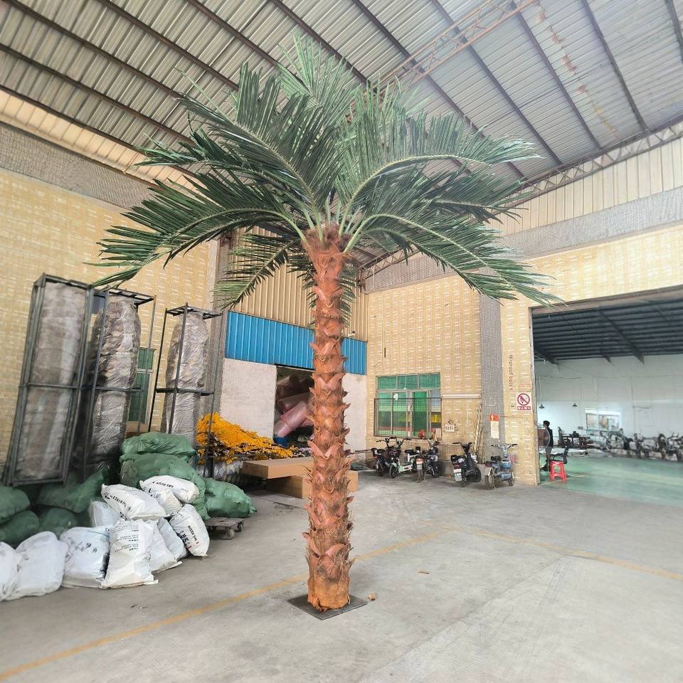 best artificial palm plants Large Outdoor Artificial Palm Tree Curved Trunk Effect