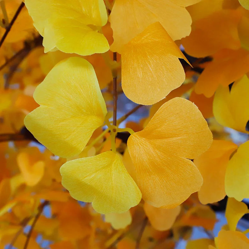 Artificial Ginkgo Tree Handcrafted Silk Leaves Exhibition Display