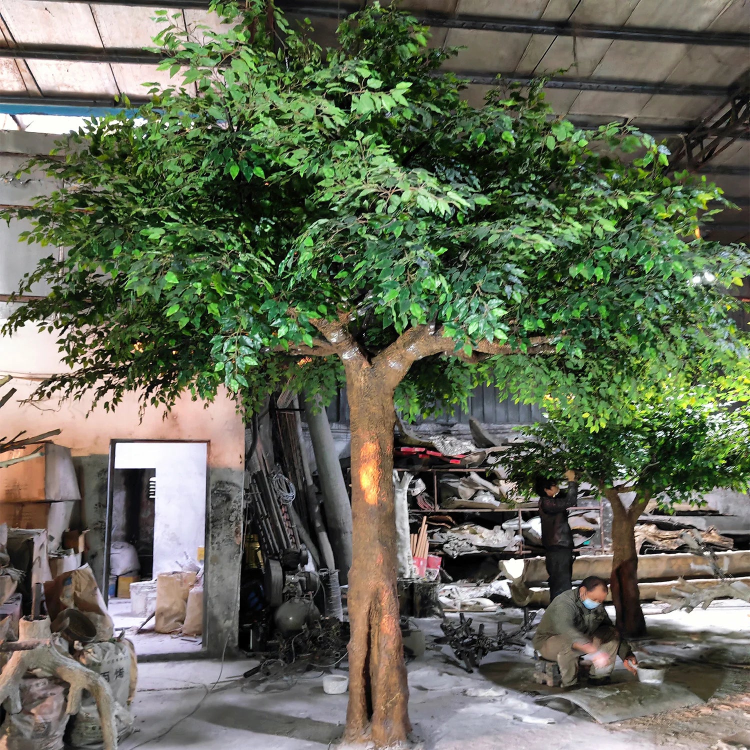 Artificial Ficus Leaves Banyan Tree 16.5FT