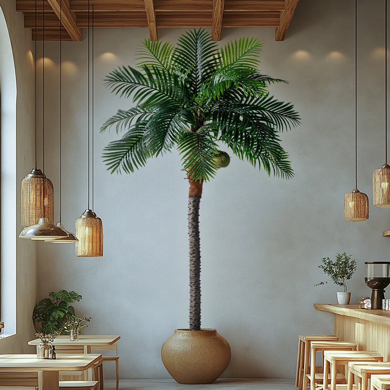 Artificial 8ft Coconut Palm Tree Indoor Outdoor Decor