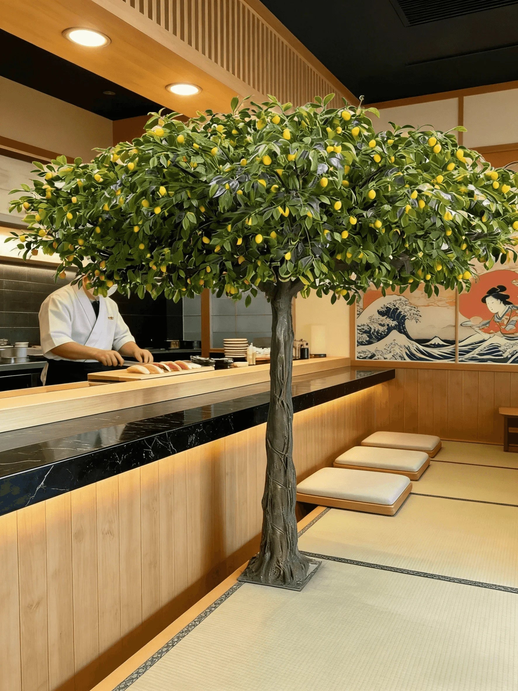 Artificial Lemon Tree with Fruits 6.7 FT Fiberglass Trunk