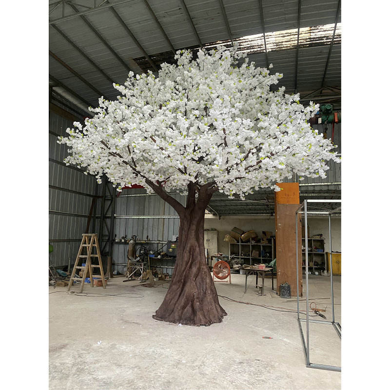 Artificial Silk Sakura Cherry Blossom Tree with White Flowers
