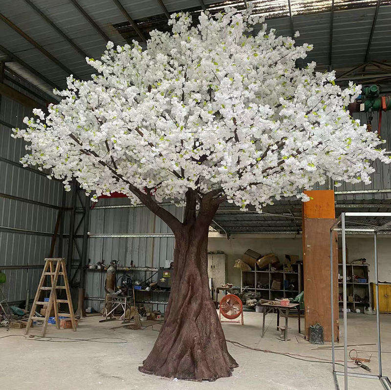Artificial Silk Sakura Cherry Blossom Tree with White Flowers