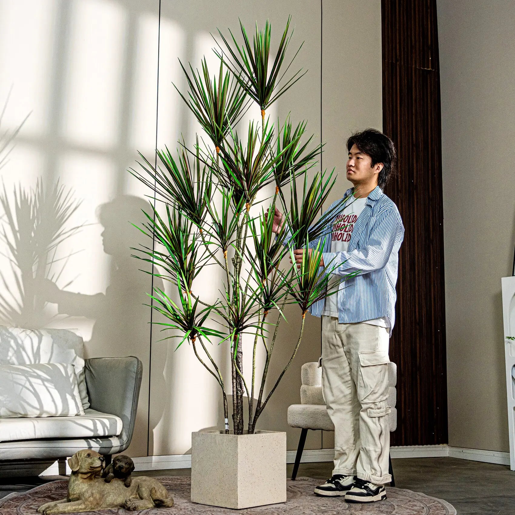 Artificial Dracaena Yucca Tree Plastic Potted Plant 8 FT