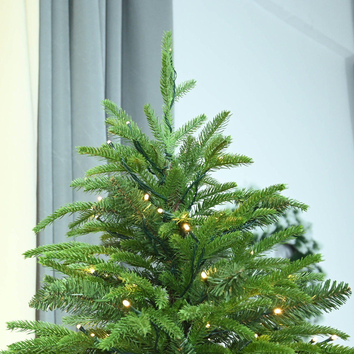 Realistic Green Fir Artificial Christmas Tree with Warm White LED Lights