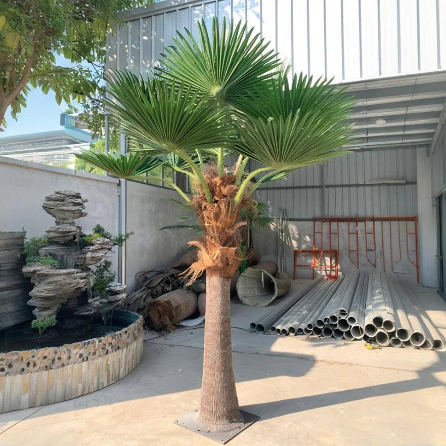 Artificial Palm Tree Lifelike Fan Leaves Outdoor Use