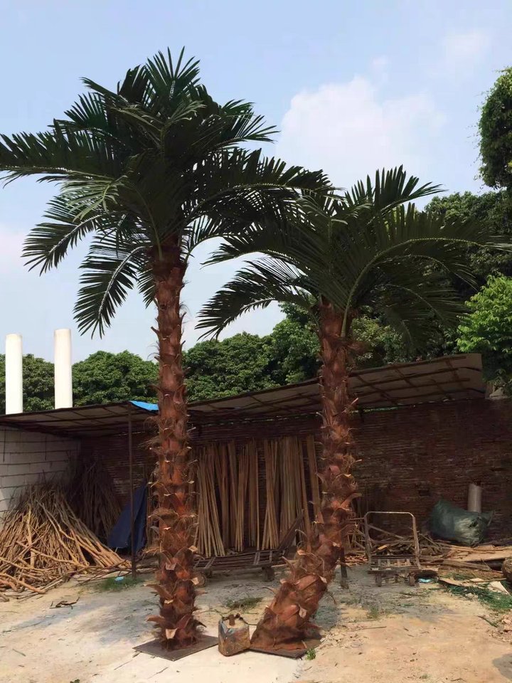Artificial Palm Trees Faux Green Plant Curved Trunk 20 FT