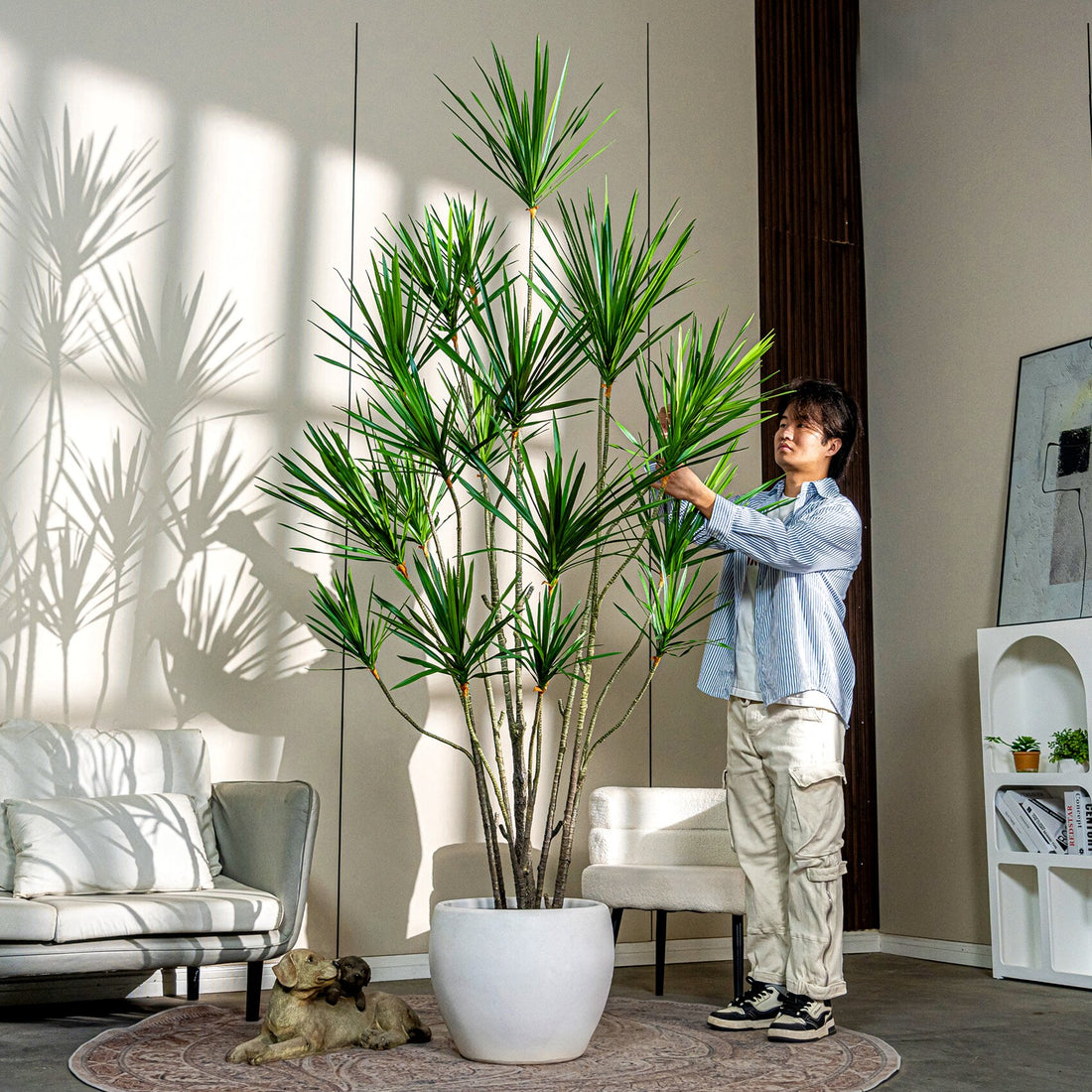 Artificial Dracaena Yucca Tree Plastic Potted Plant 8 FT