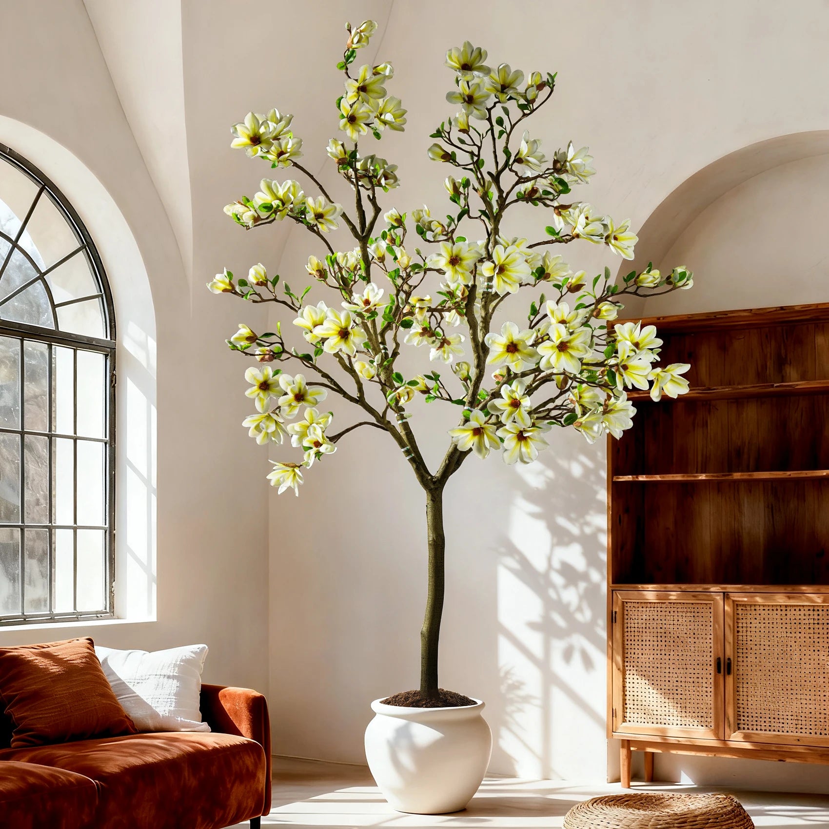 Artificial Magnolia Tree Shaped Plastic Plant 6FT 8FT