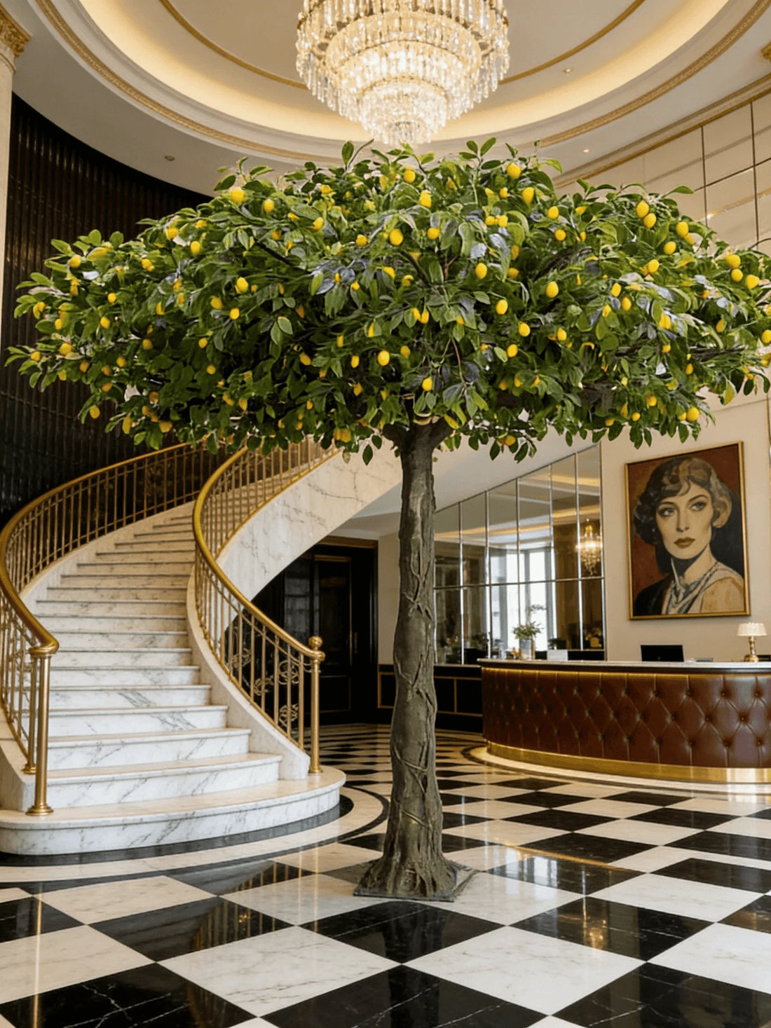 Artificial Lemon Tree with Fruits 6.7 FT Fiberglass Trunk