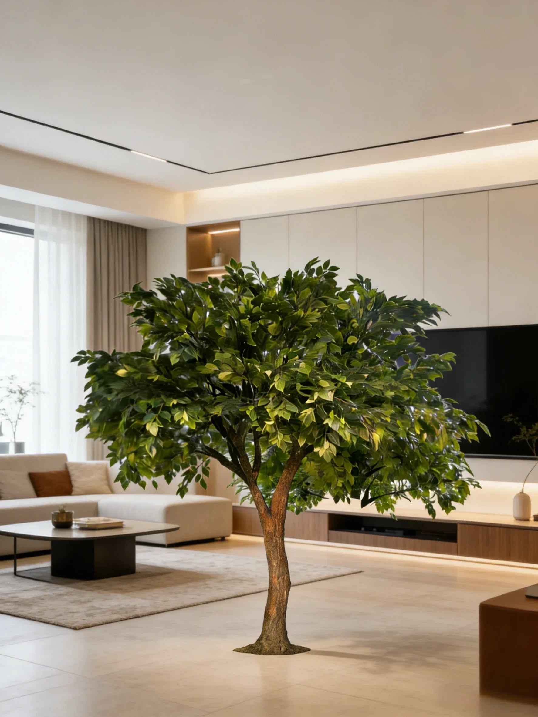 Lifelike Fireproof Artificial Banyan Tree Large Ficus Decor