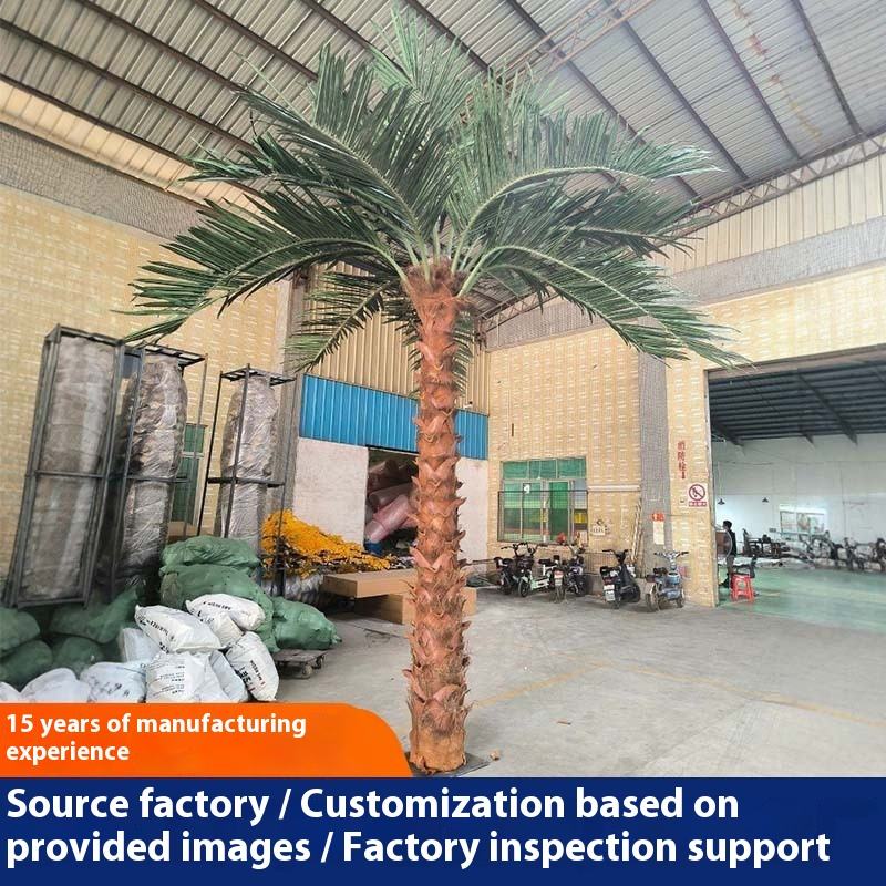 Large Outdoor Artificial Palm Tree Curved Trunk Effect