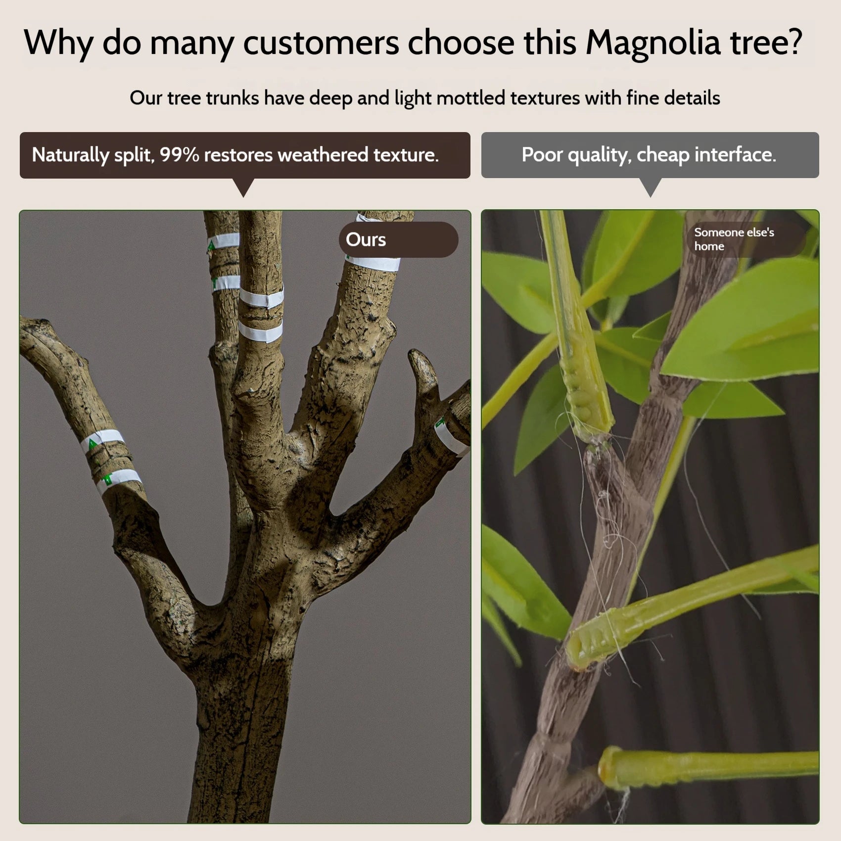 Artificial Magnolia Tree Shaped Plastic Plant 6FT 8FT