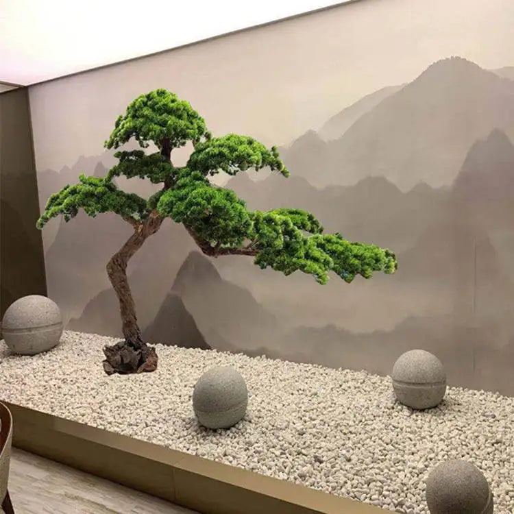 Artificial Bonsai Pine Tree Plastic and Silk Decor
