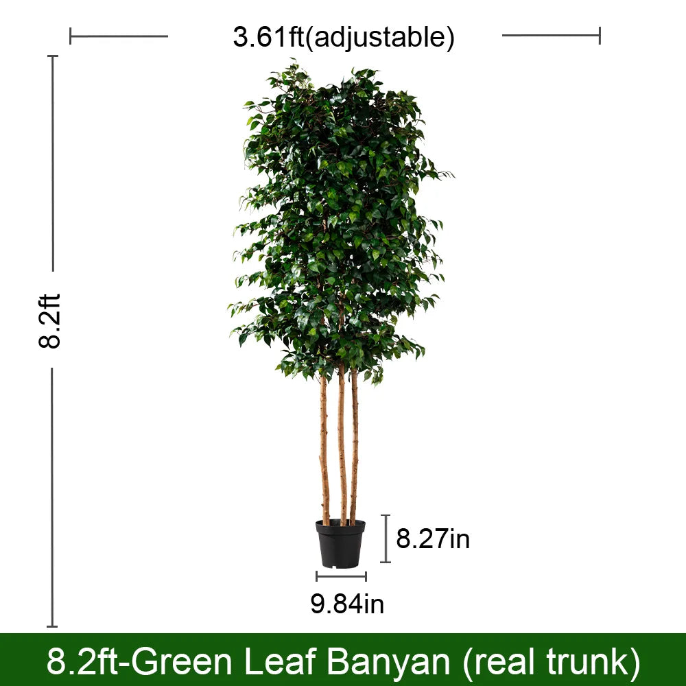 Artificial Fig Tree Natural Wood Trunk Indoor Display