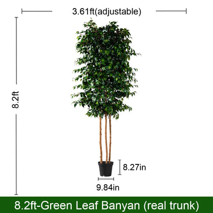 Artificial Fig Tree Natural Wood Trunk Indoor Display
