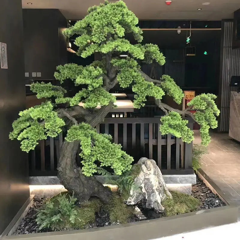 Artificial Bonsai Pine Tree Plastic and Silk Decor