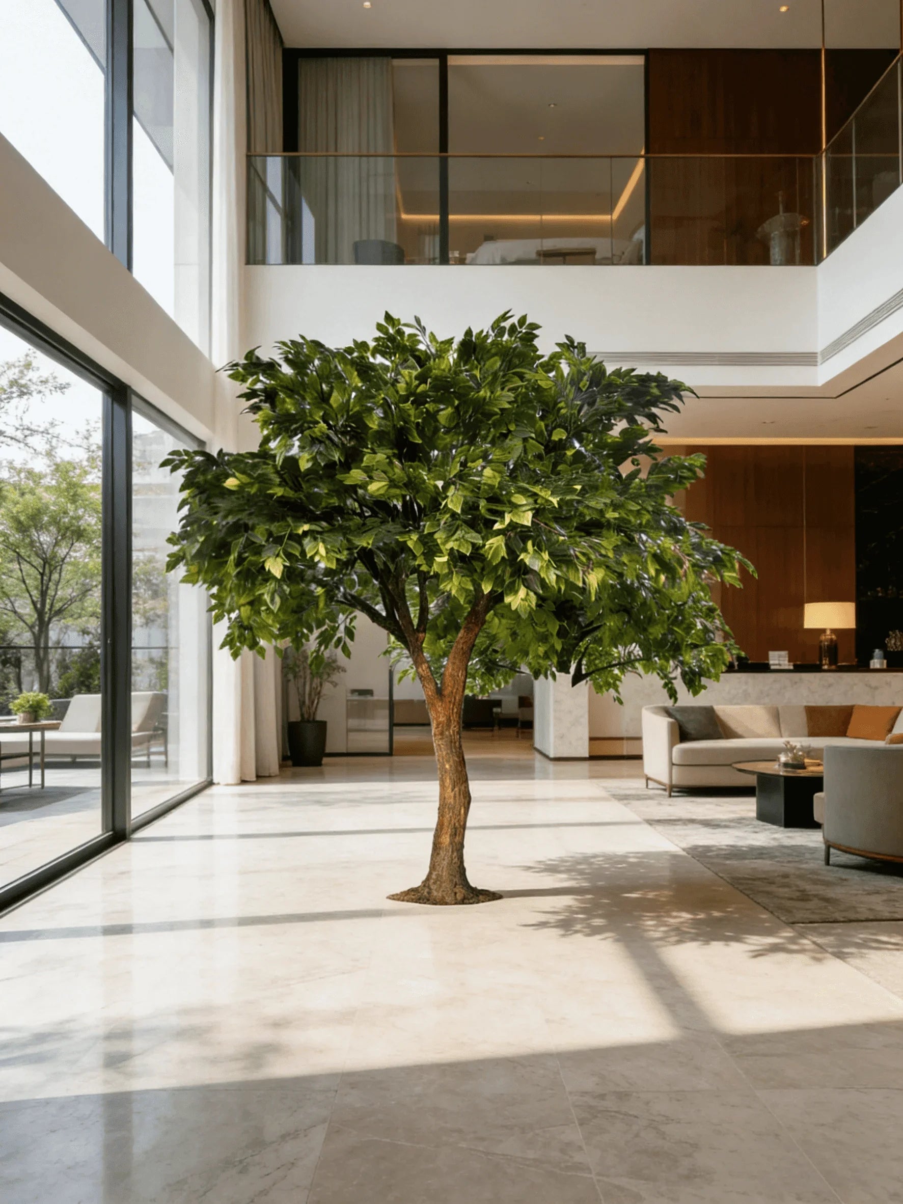 Lifelike Fireproof Artificial Banyan Tree Large Ficus Decor