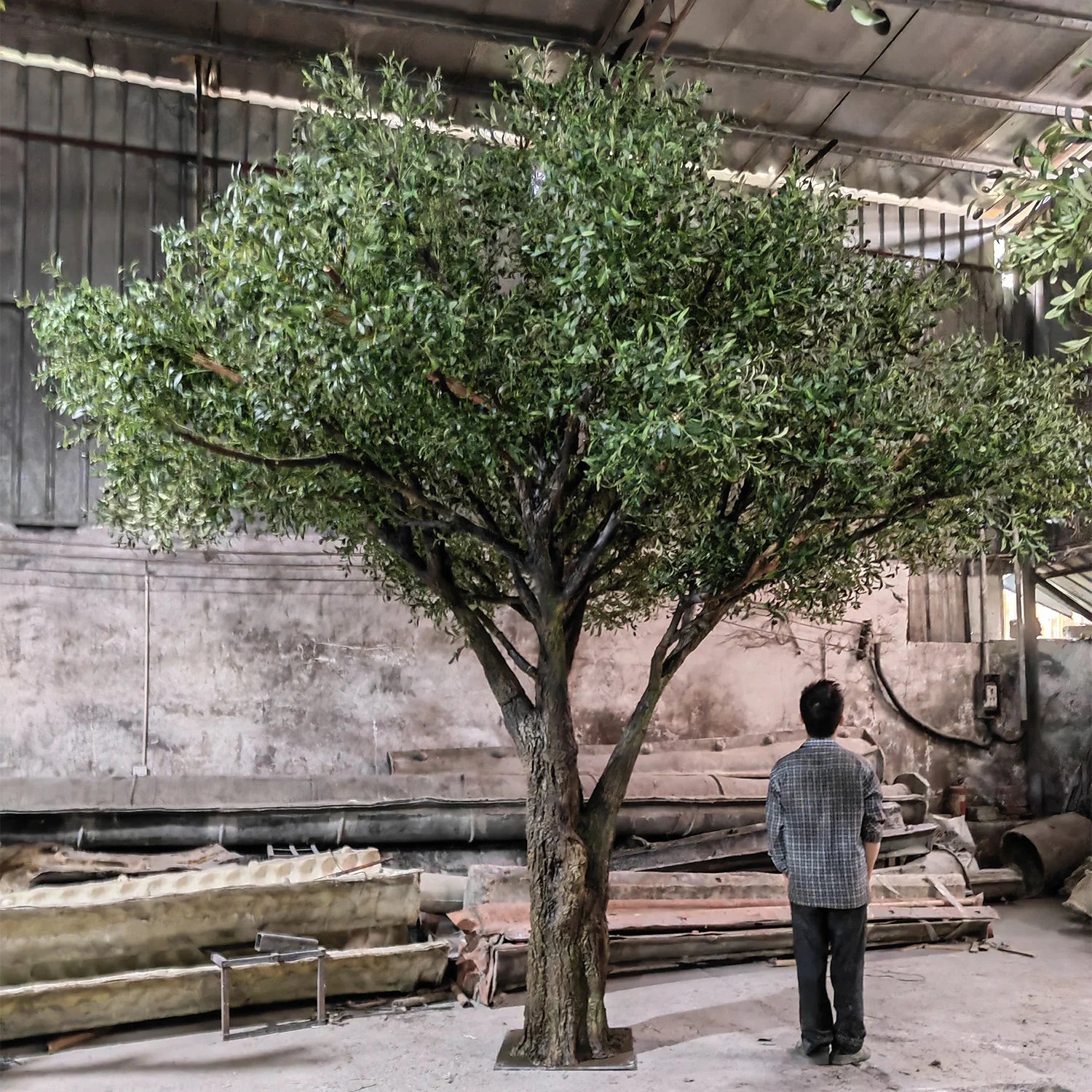 Artificial Olive Tree 14 FT Fiberglass Trunk Statement Decor