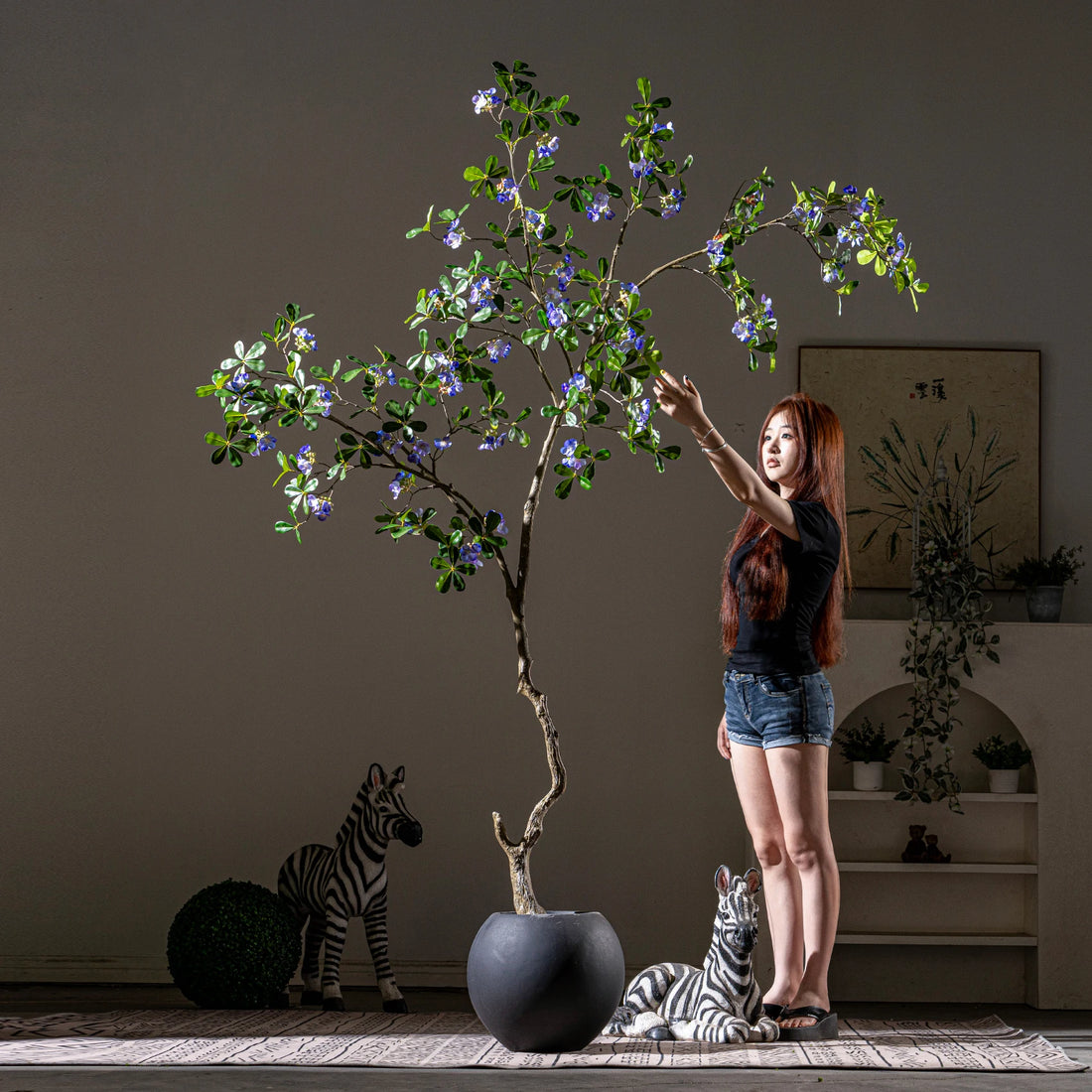 7.2 ft Artificial Money Tree with Spring Blossoms
