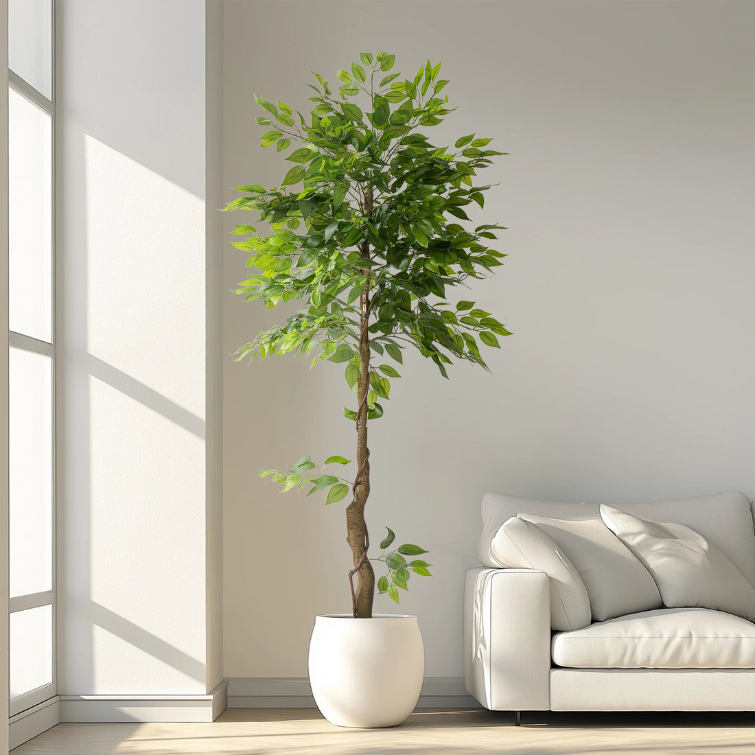 Artificial Bonsai Ficus Tree Realistic Plastic Leaves Indoor