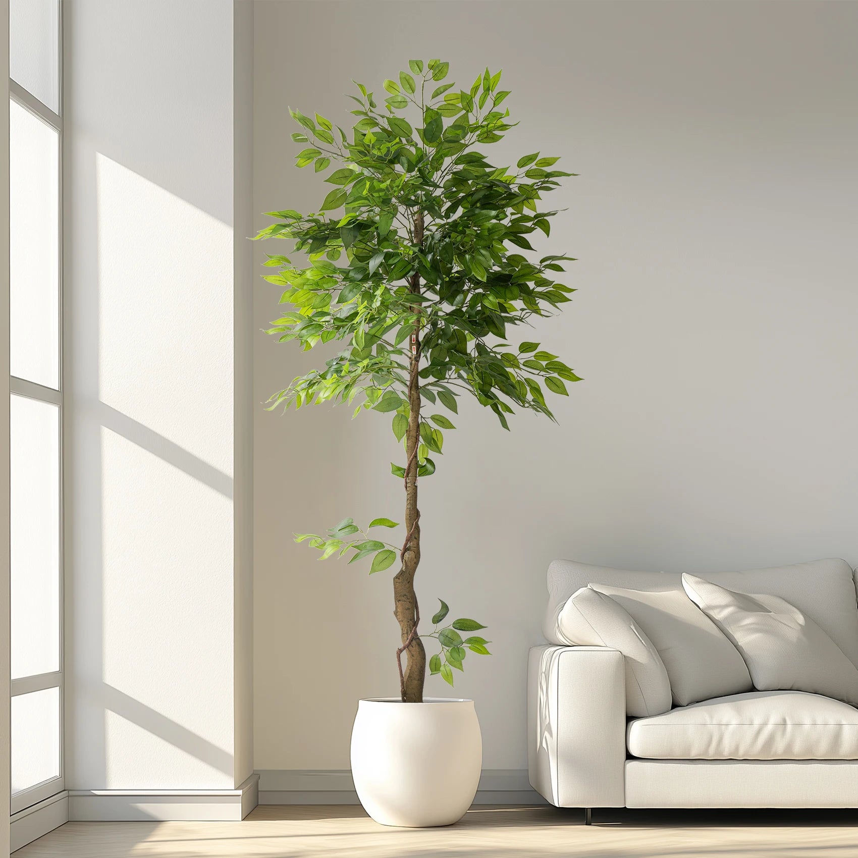 Artificial Bonsai Ficus Tree Realistic Plastic Leaves Indoor