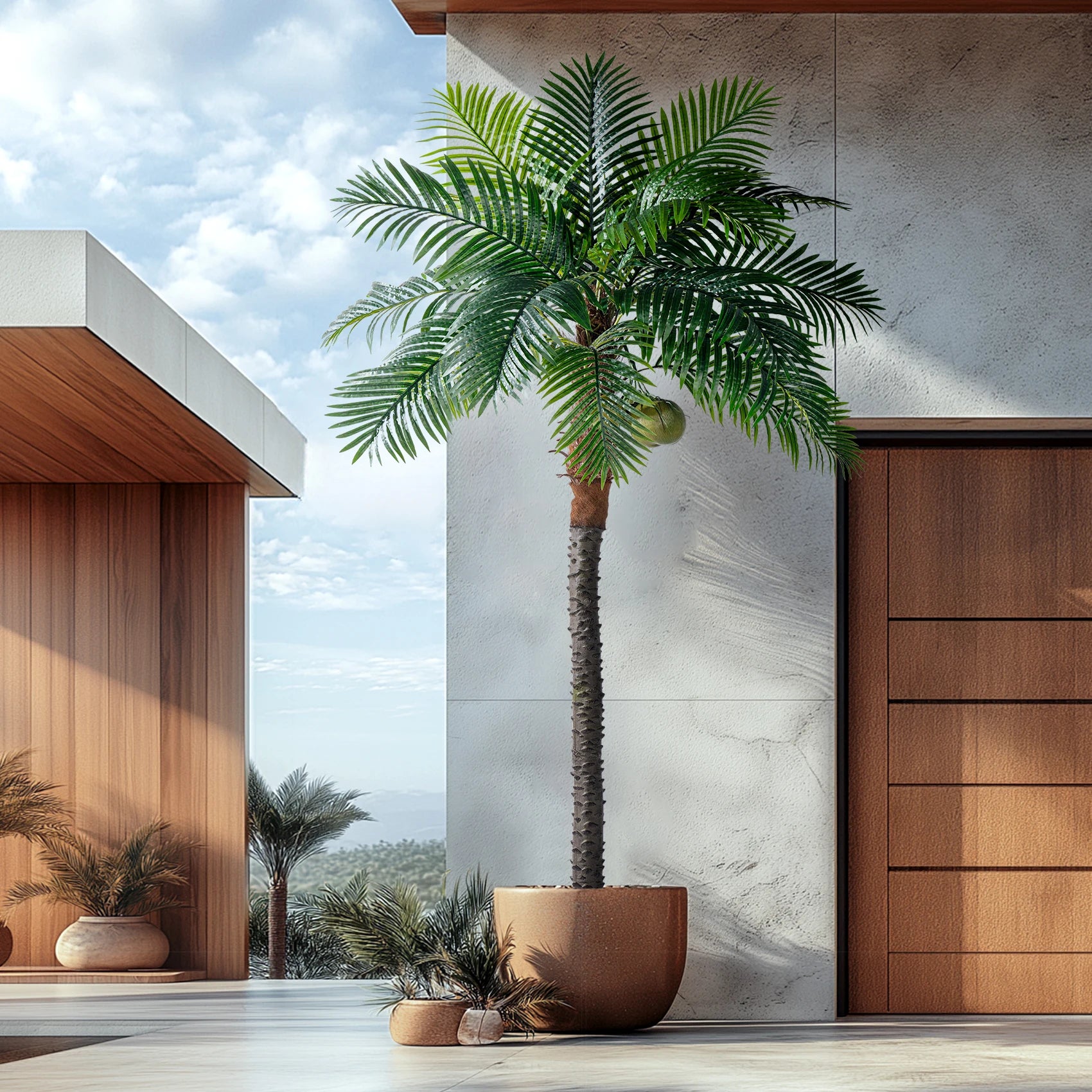 Artificial Coconut Tree 9.8ft Natural Wood Trunk Indoor Outdoor