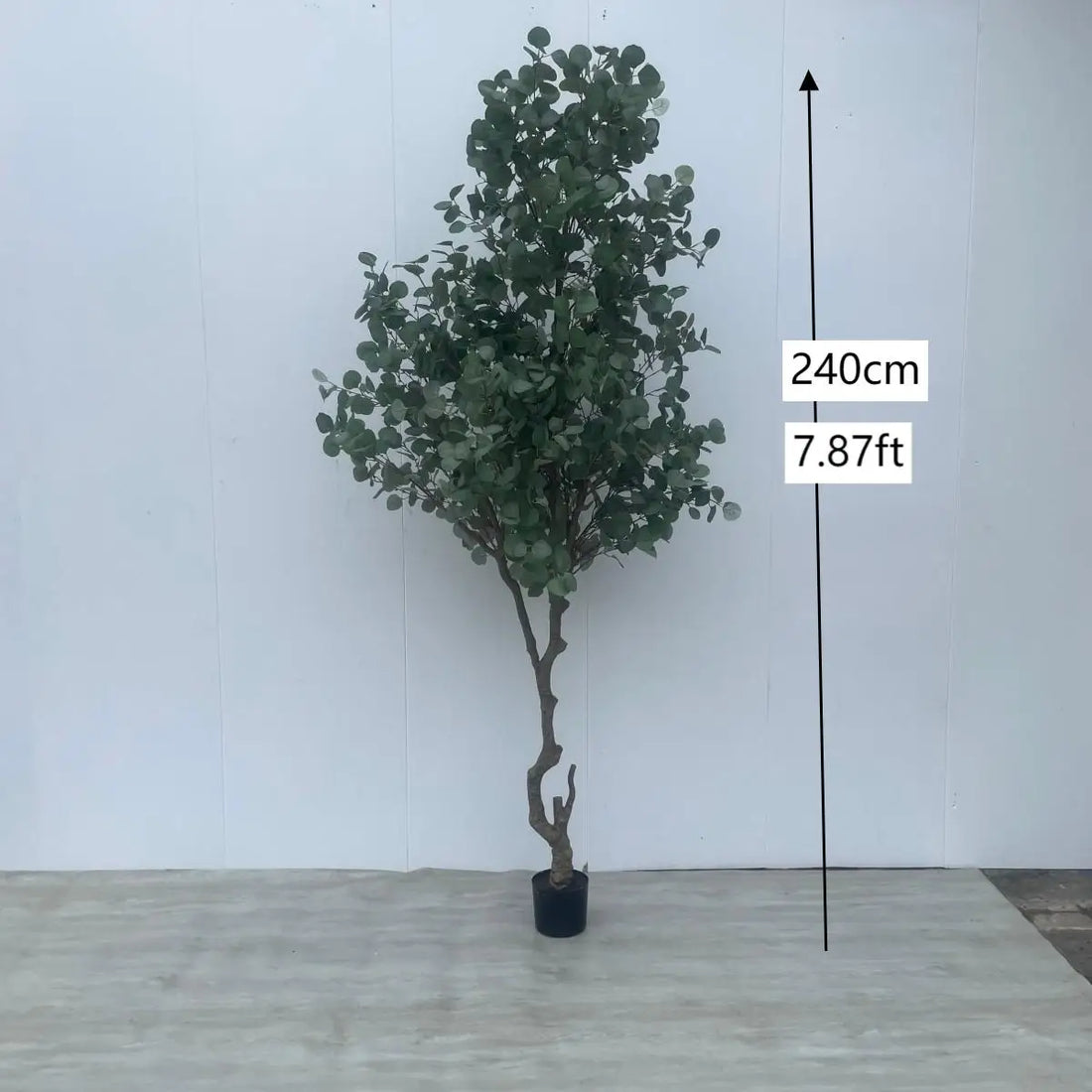 Tall Artificial Eucalyptus Tree Bonsai Faux Silver Dollar 8.9 FT